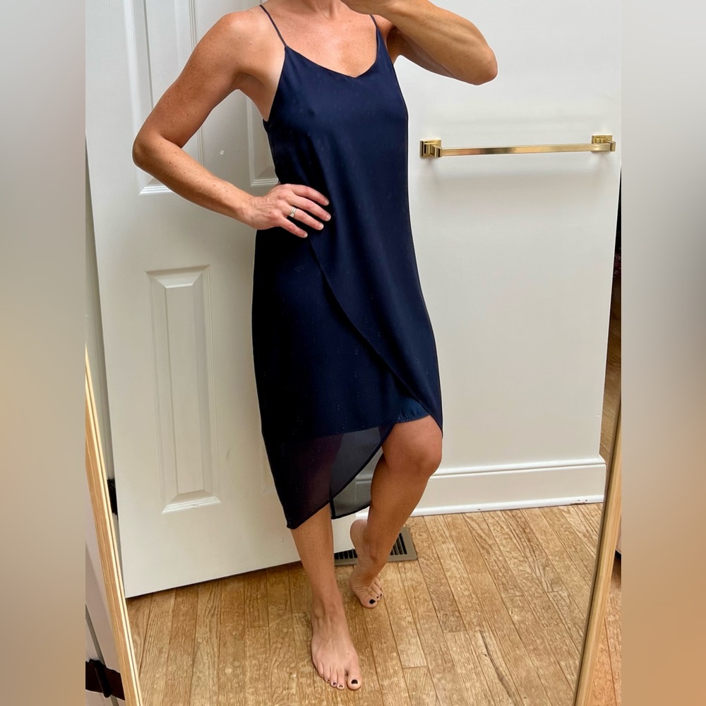 Navy Faux Wrap Dress - Wardrobe Essential